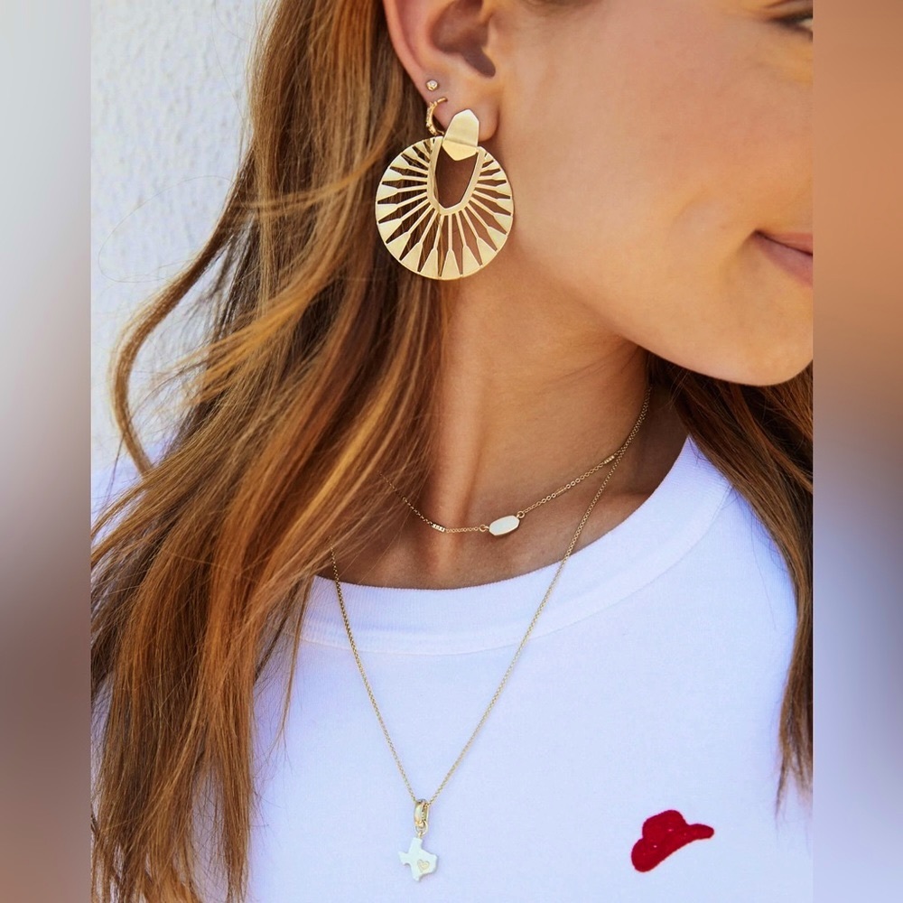 ✨🎉HOST PICK!🎉✨🔥REPEAT SELL OUT🔥 Gold Vermeil Fan Hoop Earrings - Picture 5 of 7